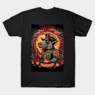 Psychedelic Pig Soldier T-Shirt